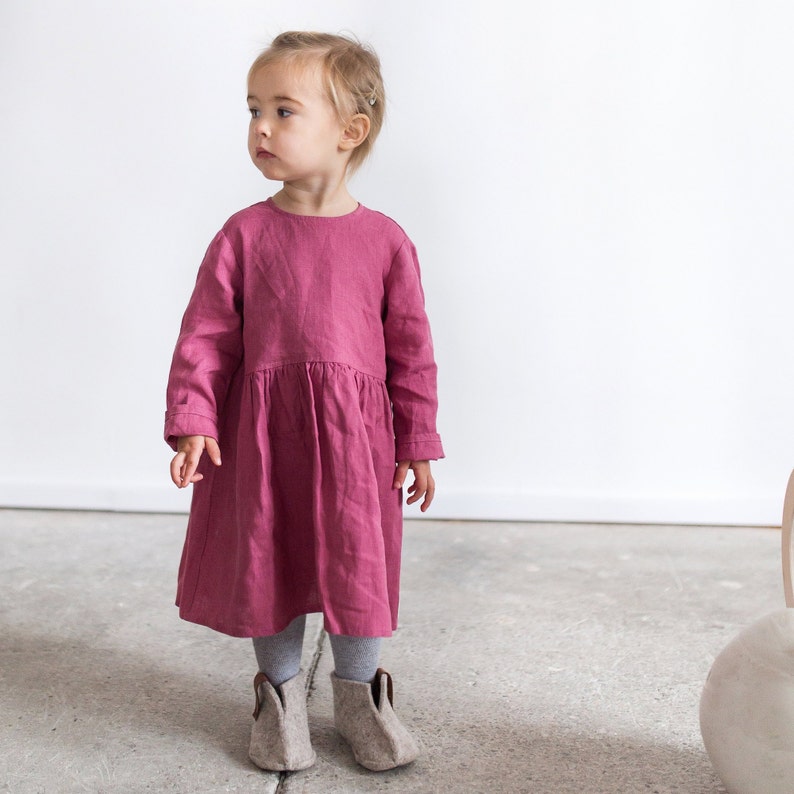 Baby linen dress Girl linen dress Soft linen dress Organic linen dress Baptism linen dress