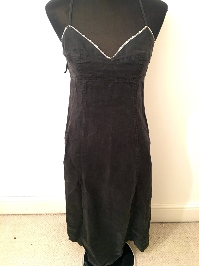 90s ARMANI JEANS long black cotton dress image 2