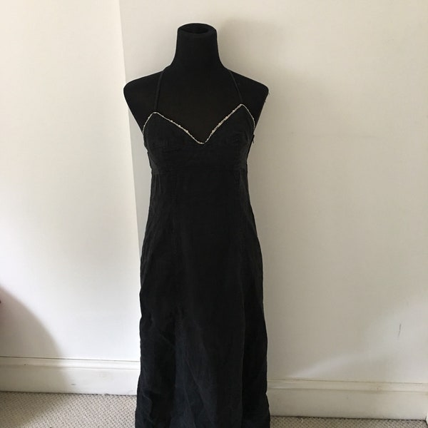 90s ARMANI JEANS long black cotton dress
