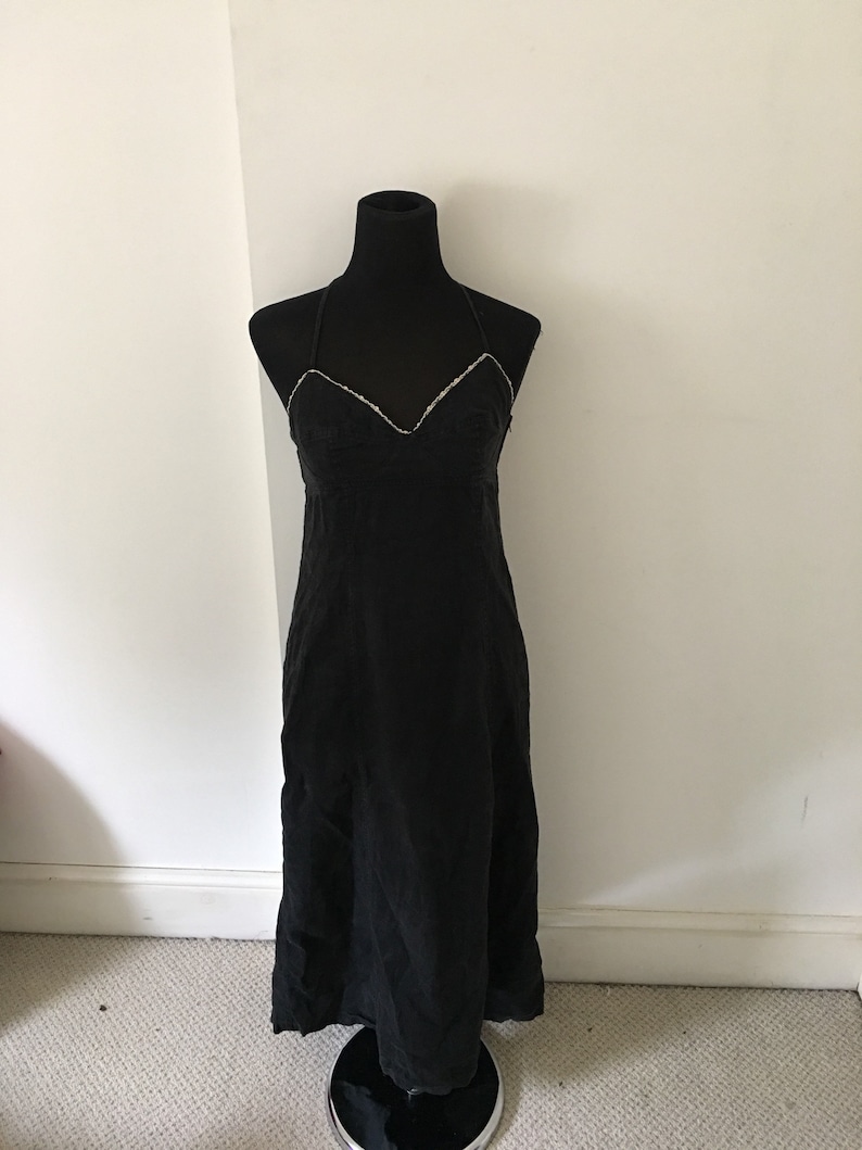 90s ARMANI JEANS long black cotton dress image 1