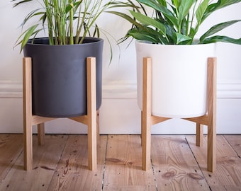 Large Plant Stand in Solid Oak - Mid Century Modern - Quality mortise & tenon joinery - Sustainably Sourced Wood - INN02