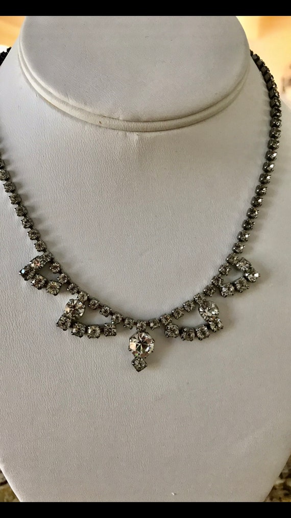 1940s rhinestone sweetheart necklace SALE