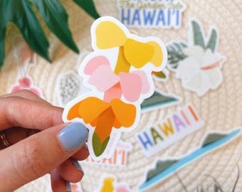 Puakenikeni Sticker: Hawaiian Flower, Die-Cut Vinyl (3")