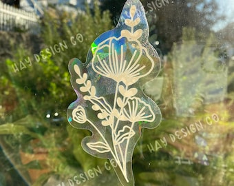 Atrapasol floral / Creador de arcoíris / Calcomanía prismática para ventana