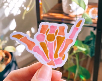 Skeleton Shaka Sticker: Boho Hang Loose Die Cut Vinyl