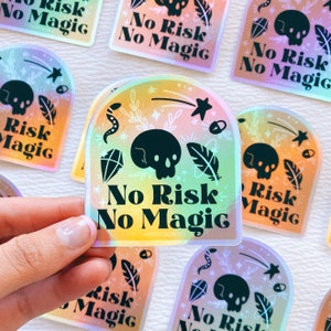Geen risico, geen magische holografische sticker | Holografische sticker regenboog