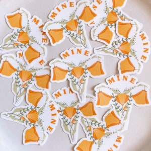 Floral Uterus Sticker | California Poppy Sticker | Vinyl, Waterproof, Clear Sticker | Feminist Sticker
