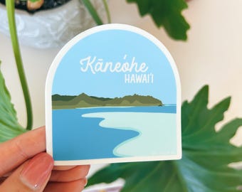 Kaneohe Bay Hawaii Sticker: Oahu Sandbar, Tropical Island Art