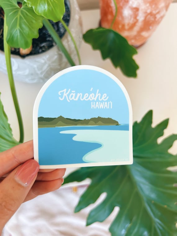 Kaneohe Bay Hawaii Sticker: Oahu Sandbar, Tropical Island Art