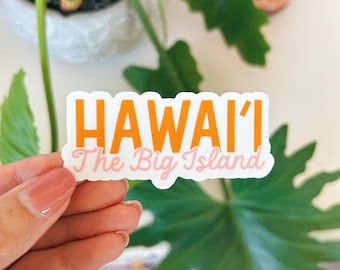 Big Island Hawaii Sticker: Die-Cut Vinyl Water Bottle Decal
