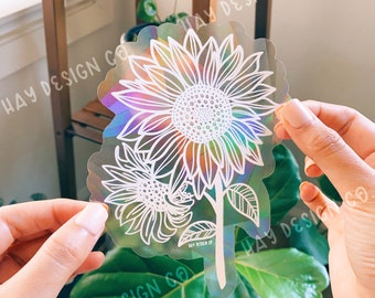 Sunflower Suncatcher | Rainbow Maker | Prismatic Window Decal