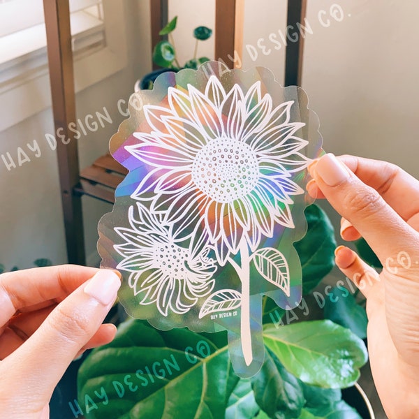Sunflower Suncatcher | Rainbow Maker | Prismatic Window Decal
