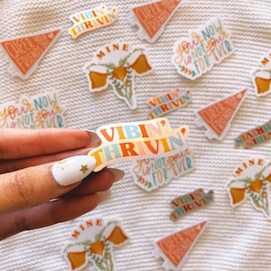 Vibin&#39; Thrivin&#39; Holographic Sticker | Rainbow Holographic Sticker | Retro Sticker