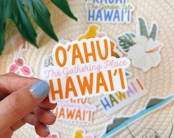Oahu Hawaii Sticker: Die-Cut Island Vinyl Decal