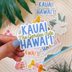 Kauai Hawaii Aufkleber | Hawaiianische Insel Aufkleber | Gestanzter Wasserflaschen-Aufkleber