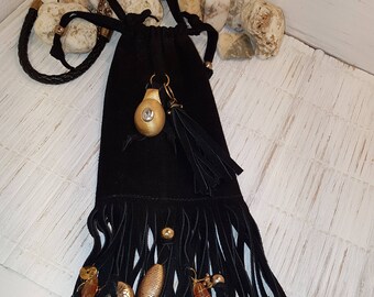 Necklace. Genuine Leather pouch. Medicine bag. Amulets. Present for her.