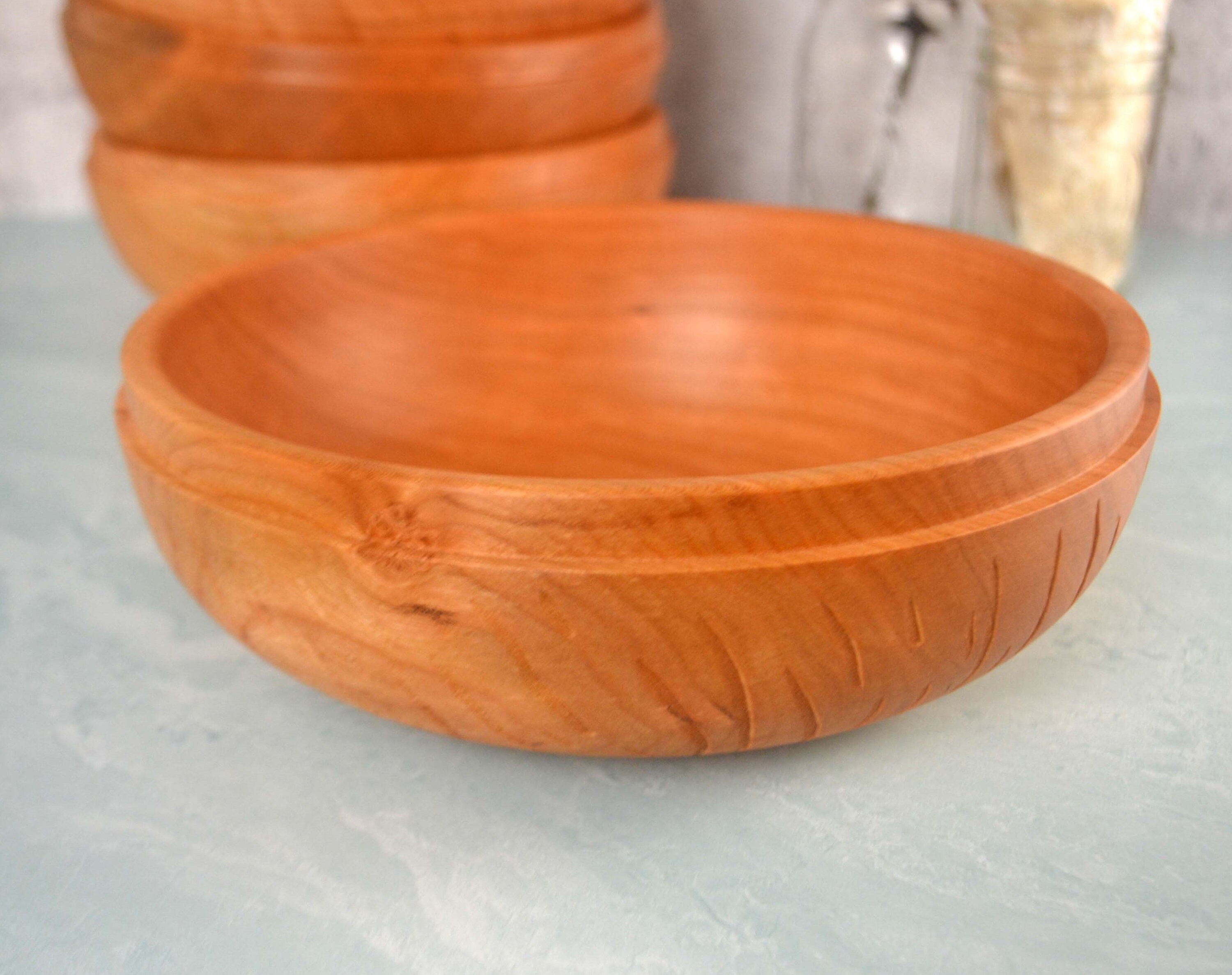 8 Cherry Salad Wood Bowl/salad Server/cereal Etsy
