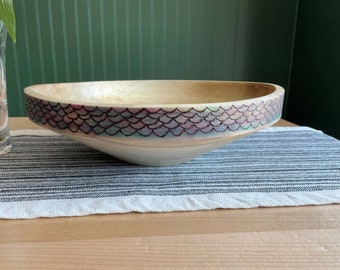 14" Maple Bowl With Milk Paint Accent/Wooden Bowl/Bowls/Salad Bowl/Fruit Bowl/Handmade/Wooden/Wood Gifts/Gifts for her/Serving Bowl/Dish