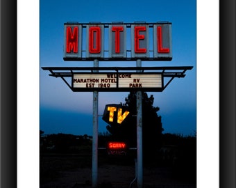 A Fine Art Print of Marathon Motel Neon Sign
