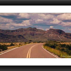 Fine Art Print of a West Texas Highway Landscape, Texas, Highway, Mountains, Photograph