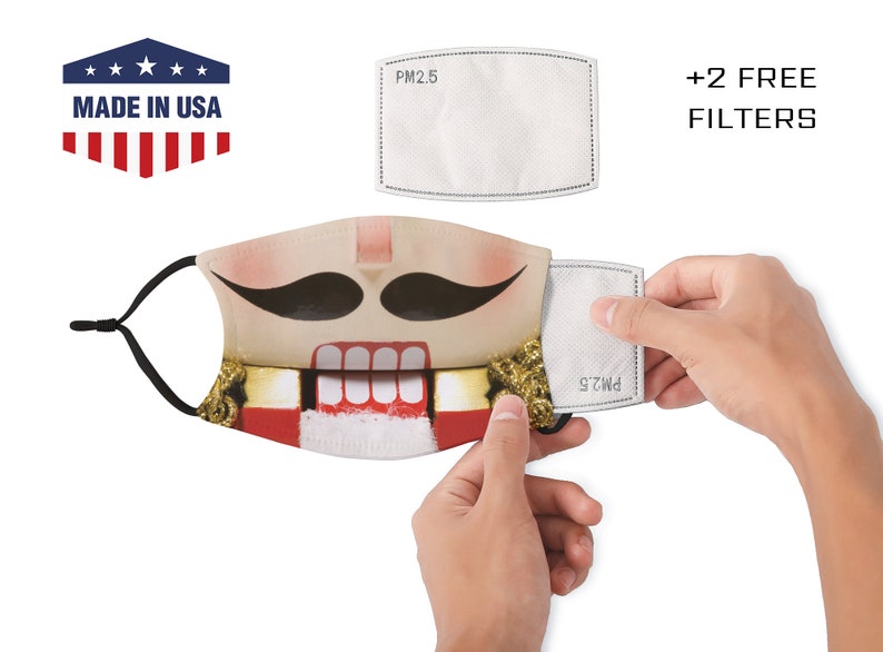 Nutcracker Face Mask / Mustache Face Mask / Funny Christmas Etsy