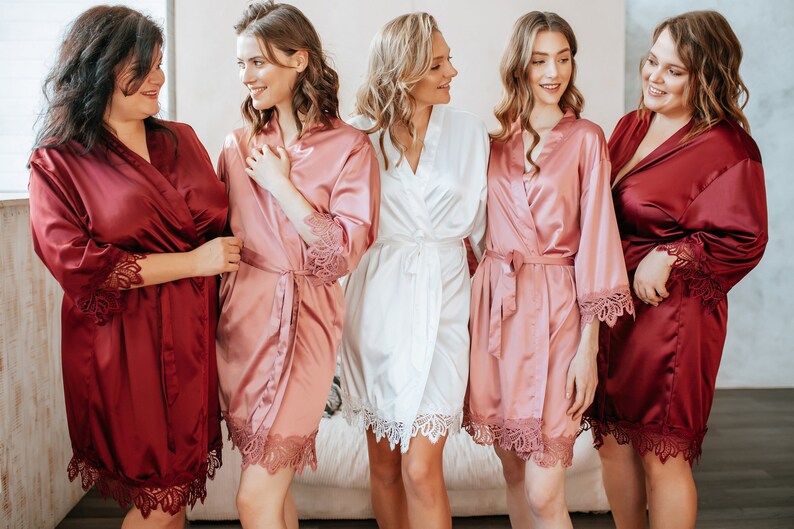 Bridesmaid Robes Embroidered/bridal Robe/satin Robes With Etsy