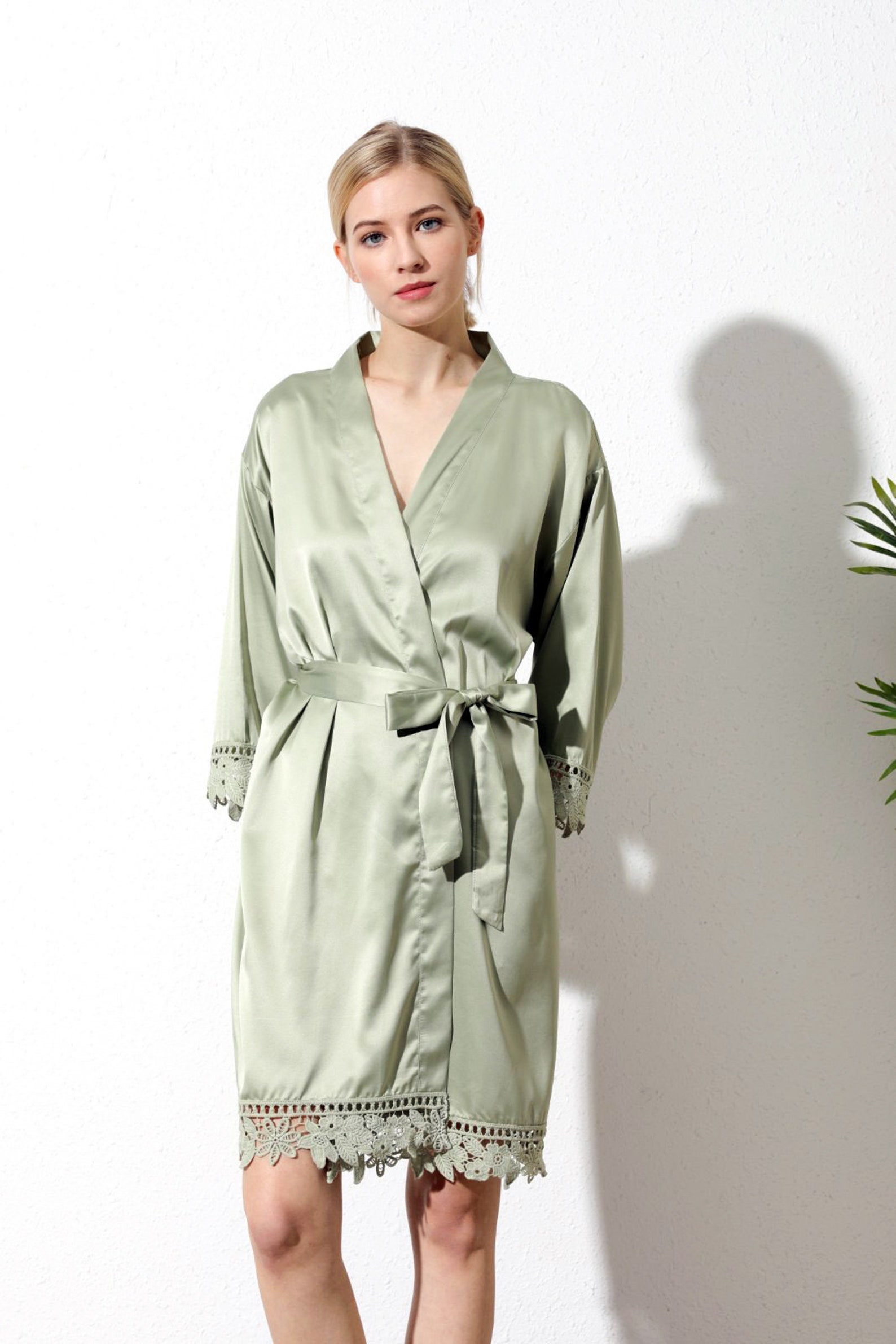 Sage Green Bridesmaid Robe/Embroidered Bridal Robe/Bride Etsy