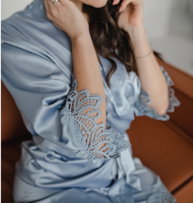 Dusty Blue Bridesmaid Robes/silky Robe for Women/bridal Robe Etsy