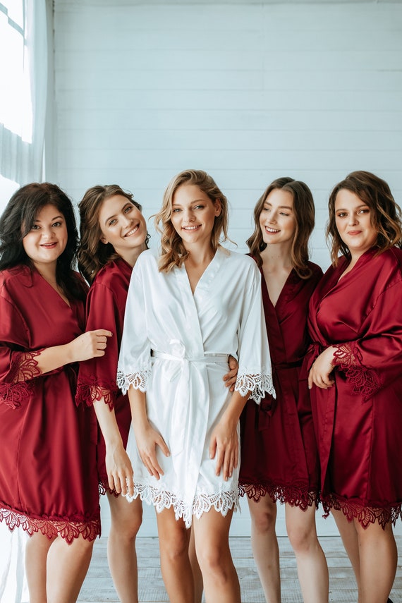 burgundy bridesmaid robe