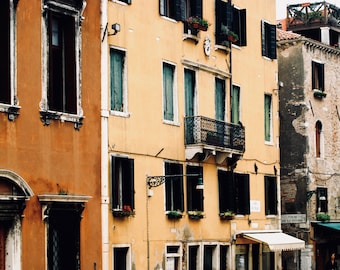 Old Italian street in the colorful city of Venice, Wall decor, Photography print