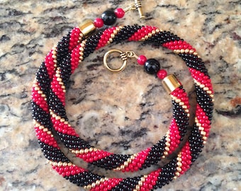 Bead crochet rope necklace, bead crochet necklace, crochet necklace, crochet rope necklace, Gift idea