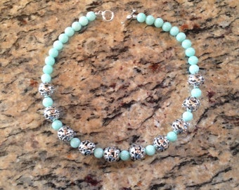Aquamarine Gemstone statement necklace, Gemstone necklace, Beaded Gemstone necklace, Aquamarine statement necklace, Birthday Gift, Gift idea