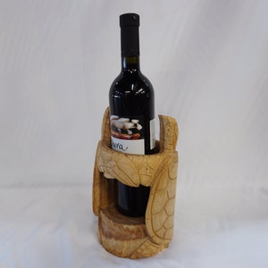 Turtle Wine Bottle Holder - Wood Carving