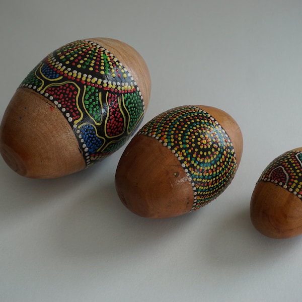 Wooden egg Maraca / Dots painted Maraca / Musical instrument