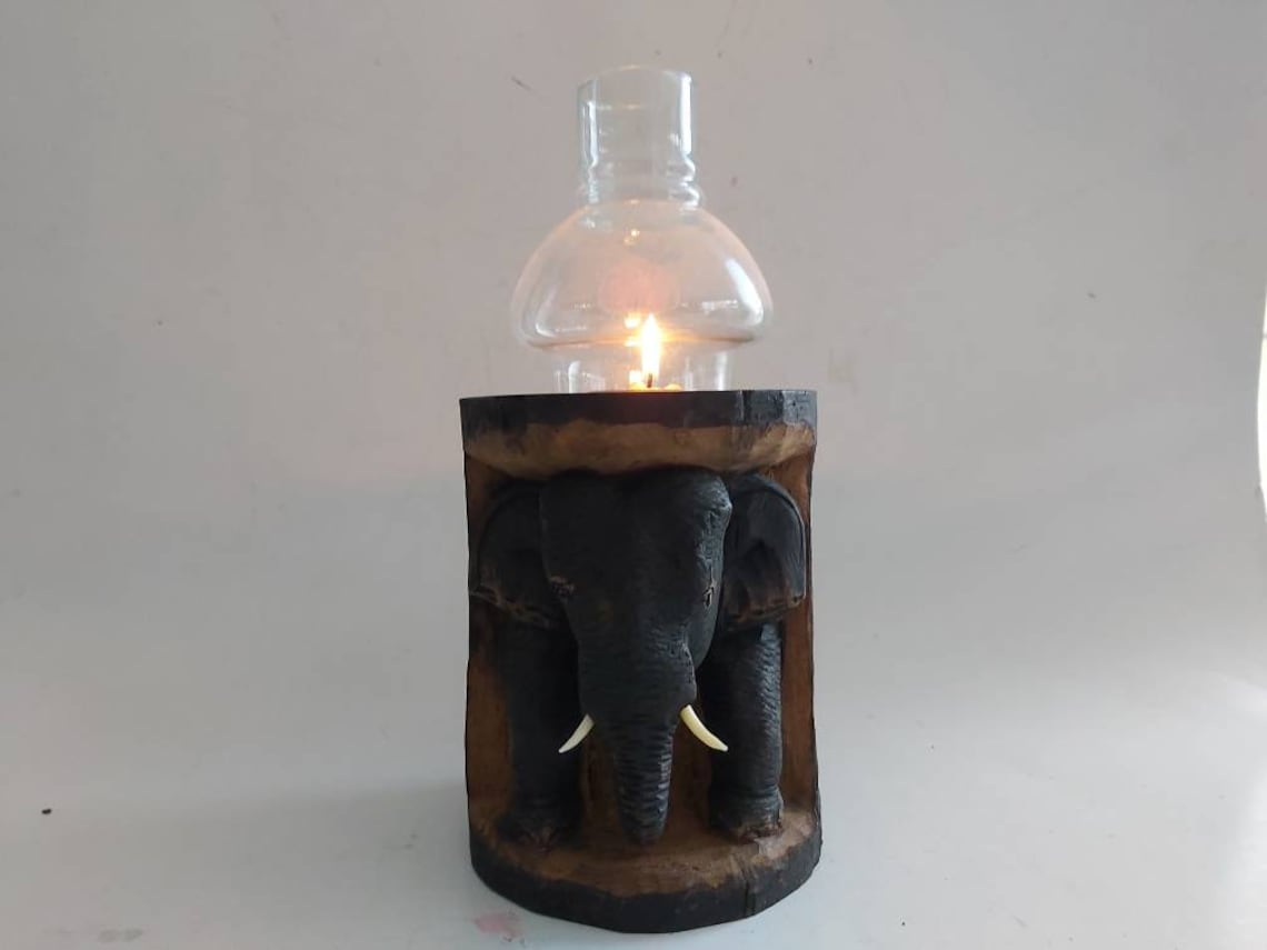 Hand Carved Elephant Candle Holder / Home Decor. Etsy