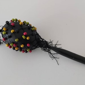 Wooden Maraca with beads / Musical instrument.