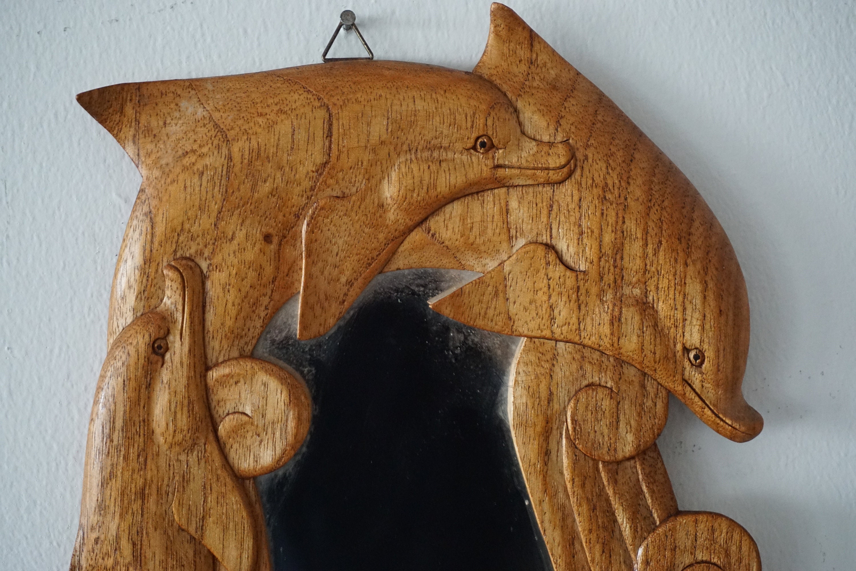 Wooden Dolphin Frame Mirror / Carving Dolphin Mirror Wall Etsy UK