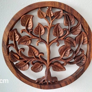 Wooden Tree of Life / Circular Frame /Wall decor / Wood Carving image 10