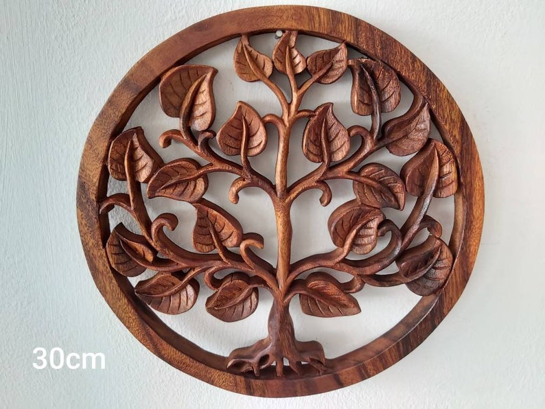 Wooden Tree of Life / Circular Frame /Wall decor / Wood Carving image 10