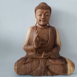 Wooden Buddha statue/Buddha figurine/Buddha sculpture/Wood carving.