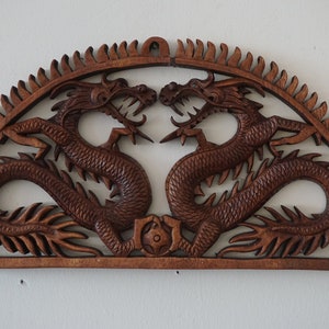 Wooden double Dragon /Double Dragon Sculpture / Wall Decor.