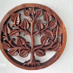 Wooden Tree of Life / Circular Frame /Wall decor / Wood Carving image 8