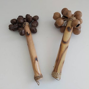 Nut shells maraca/ musical instrument/ Handmade maraca/Nut shells shaker/Rattle .