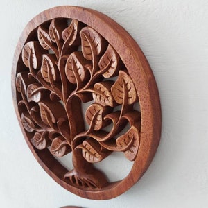 Wooden Tree of Life / Circular Frame /Wall decor / Wood Carving image 5