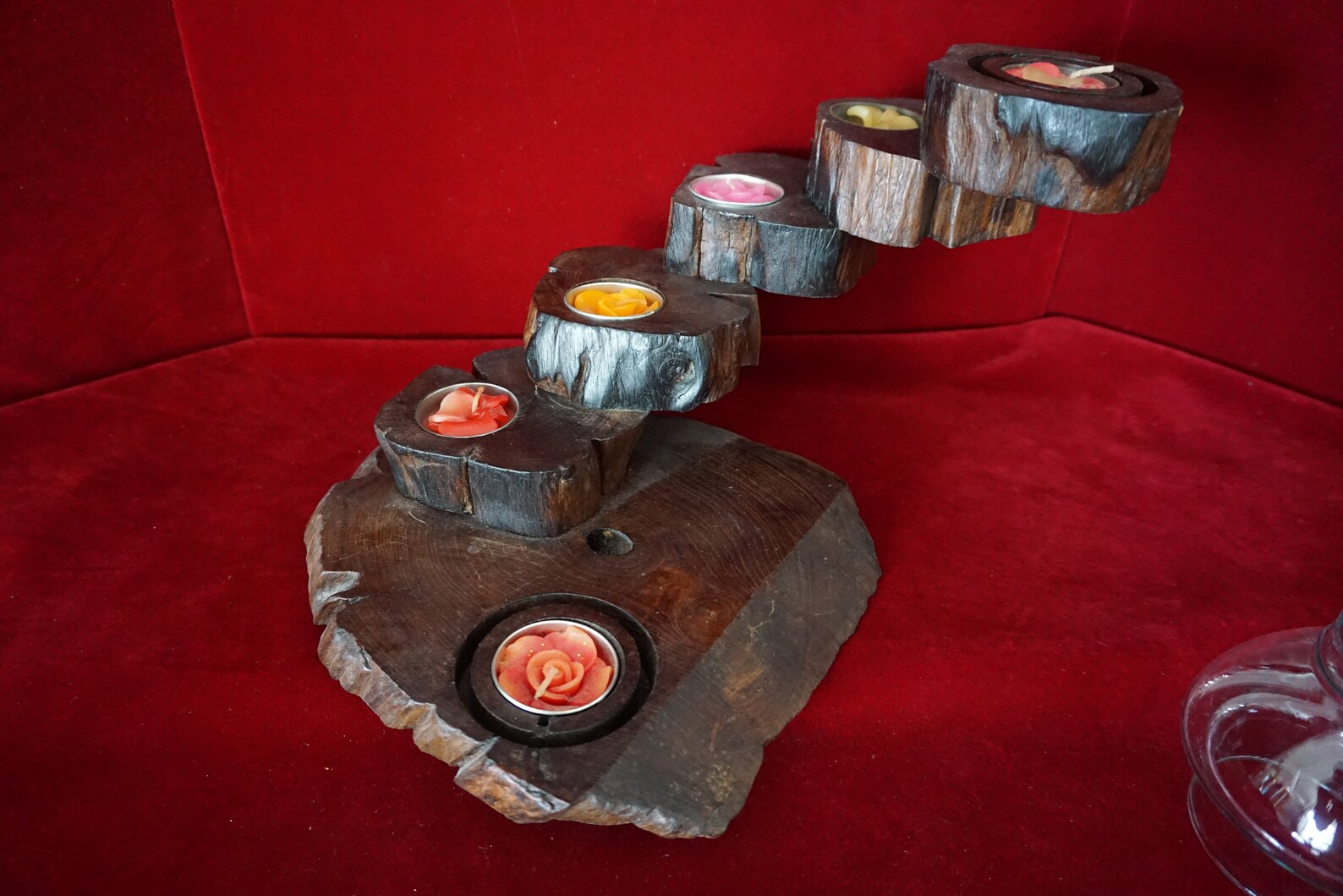 Retractable Spiral Candle Holder Natural Wood Etsy