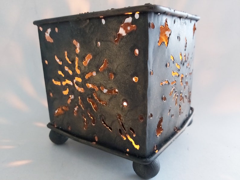 Metal Candle Holder / Handmade Welded Metal Candle Holder / Etsy