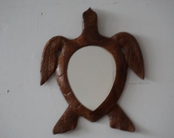 Wooden Turtle frame Mirror / Carving Turtle mirror Wall Hanging / Wall decor.