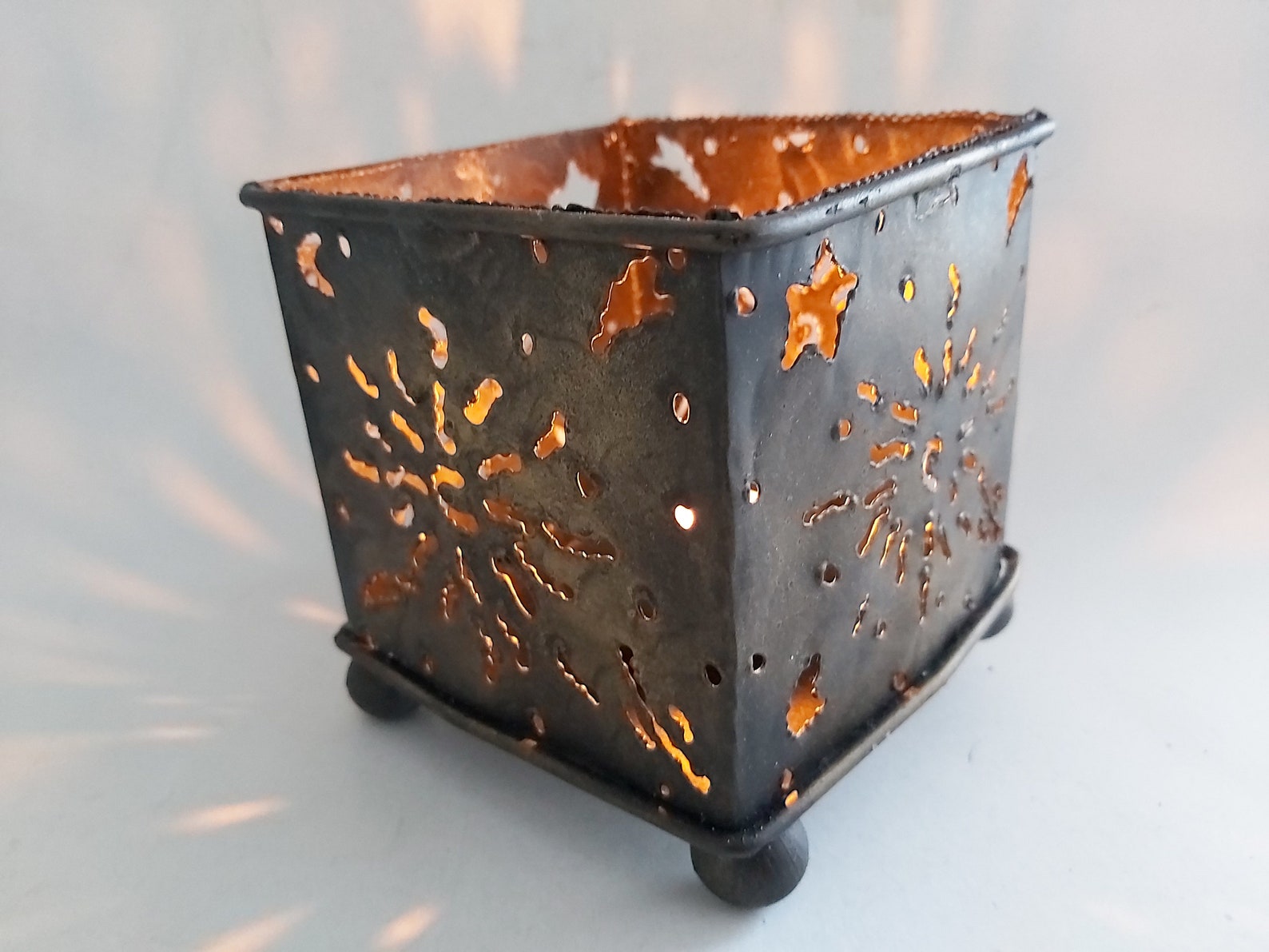 Metal Candle Holder / Handmade Welded Metal Candle Holder / Etsy