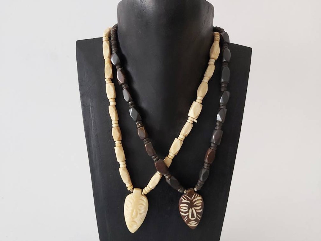 Carved Bone Necklace Bone Beaded Necklace Bone Mask Necklace Unisex carved-bone-necklace-bone-beaded-necklace-bone-mask-necklace-unisex