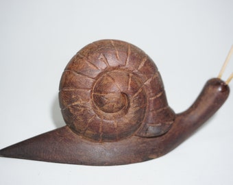 Wooden Snail / Snail sculpture / Wood carving.